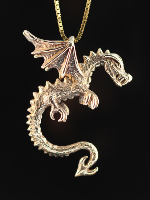 Gold Fire Dragon Charm - 14k Gold