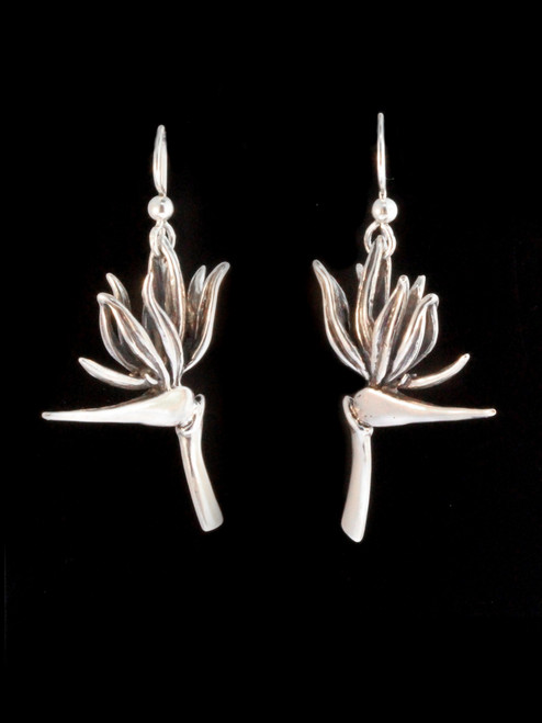 Bird of Paradise Flower Earrings - Silver Bird of Paradise Flower Earrings - Silver