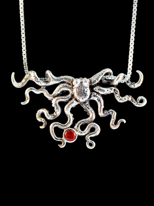 Octopus Slider Pendant with Mexican Opal - Silver  Octopus Slider Pendant with Mexican Opal - Silver