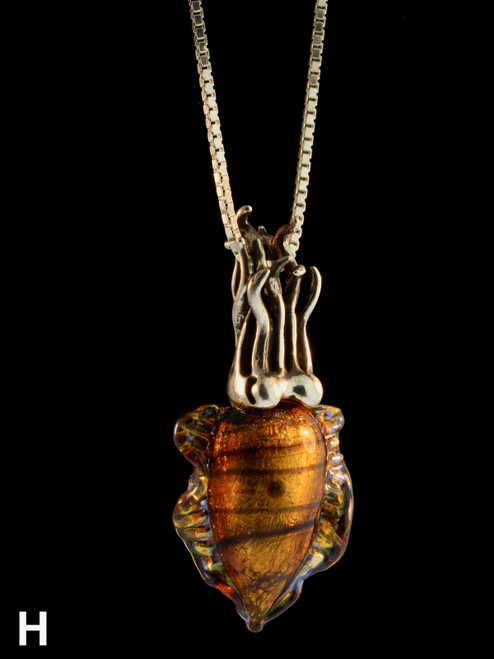 Dichroic Glass and Sterling Silver Cuttlefish Pendant - H Dichroic Glass and Sterling Silver Cuttlefish Pendant - H