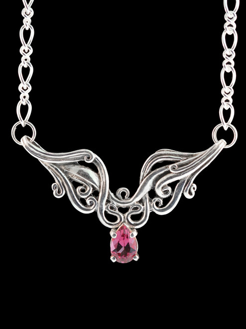 Cascade Waterfall Pendant with 6mm x 9mm Rhodolite Garnet - Silver Cascade Waterfall Pendant with 6mm x 9mm Rhodolite Garnet - Silver