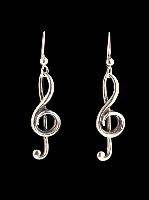 Treble Clef Earrings - Silver