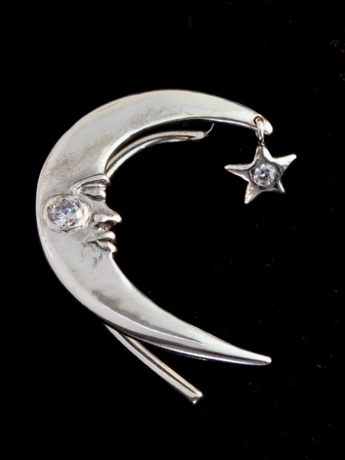 Crescent Moon Ear Wrap with 2 Cz's - Silver