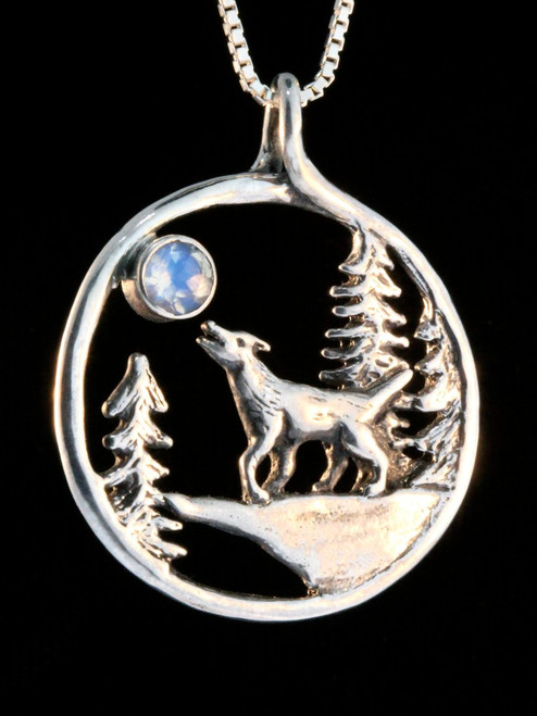 Lunar Wolf Song Pendant with Moonstone Lunar Wolf Song Pendant with Moonstone