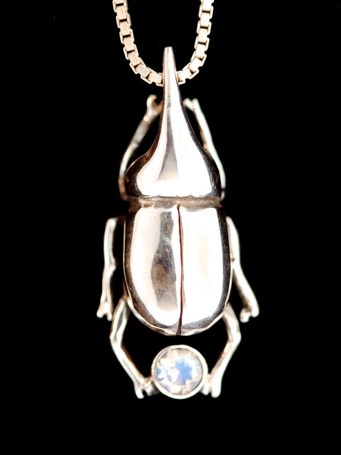 Rhinoceros Beetle with Rainbow Moonstone Rhinoceros Beetle with Rainbow Moonstone