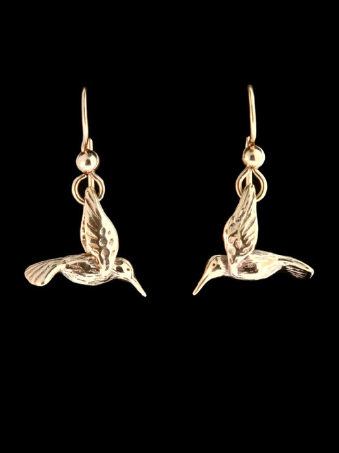 Small Hummingbird Earrings in 14K Gold Small Hummingbird Earrings in 14K Gold