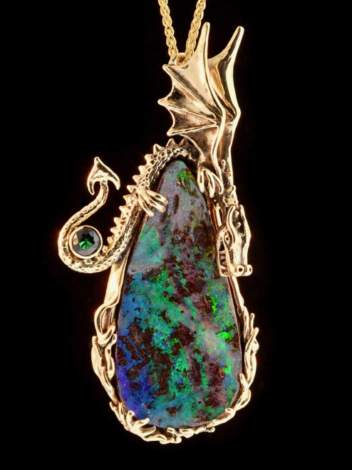 Vulcan Australian Boulder Opal Dragon Pendant in 18K Gold Vulcan Australian Boulder Opal Dragon Pendant in 18K Gold