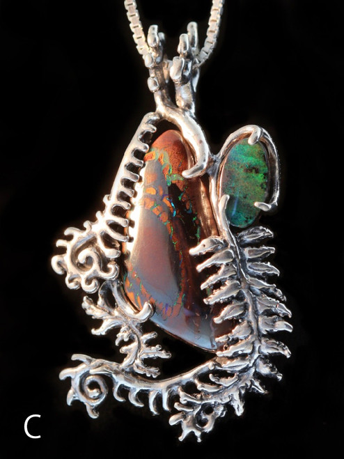 Fern Gully Pendant with Australian Opal in Silver - Option C Fern Gully Pendant with Australian Opal in Silver - Option C