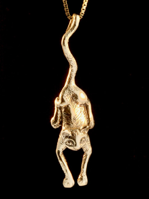 Crawling Cat Pendant in 14K Gold