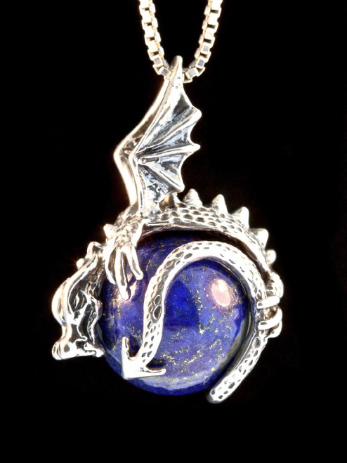 Dragon Orb Pendant with Lapis in Silver Dragon Orb Pendant with Lapis in Silver