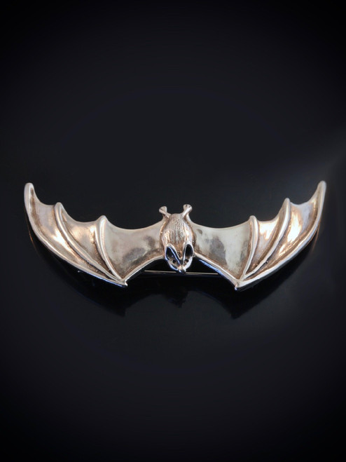 Large Spread Winged Bat Pin in Silver Large Spread Winged Bat Pin in Silver