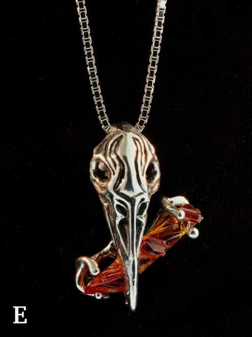 Day of the Dead Raven Skull Necklace in Silver by Lost Apostle