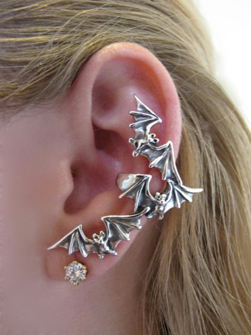 Bat Flock Ear Cuff - Silver Bat Flock Ear Cuff - Silver