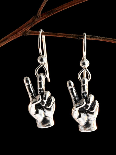 Peace Love Sign Earrings - Silver Peace Love Sign Earrings - Silver