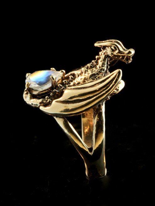 Glider Dragon Ring with Moonstone - 14K gold Glider Dragon Ring with Moonstone - 14K gold