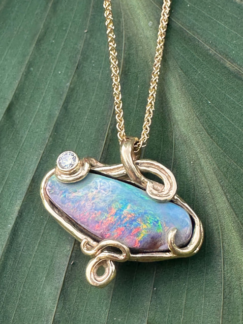 Bermuda Bliss Australian Opal Pendant - 18K gold - Marty Magic Store