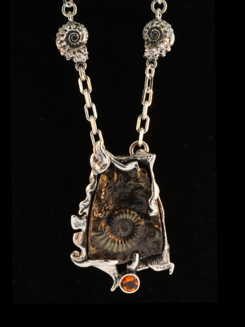 Custom lost wax cast Marston Marble Ammonite Neckpiece. Custom lost wax cast Marston Marble Ammonite Neckpiece.