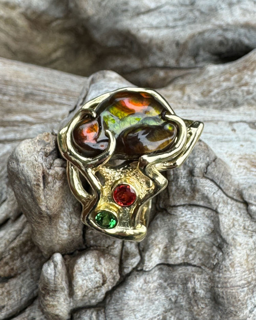 Vesuvius Abstract Fire Agate Ring - 18K Vesuvius Abstract Fire Agate Ring - 18K