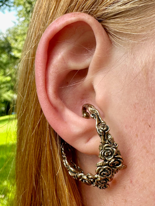 Rose Tendril Ear Hoop - Bronze Rose Tendril Ear Hoop - Bronze