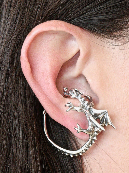 Dragon Whisperer Ear Cuff Hoop Silver