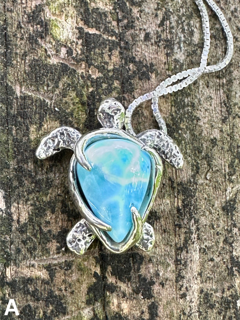 Treasure Back Sea Turtle with Larimar  Treasure Back Sea Turtle with Larimar
