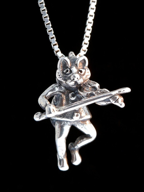 Mother Goose - Cat And The Fiddle Charm - Silver