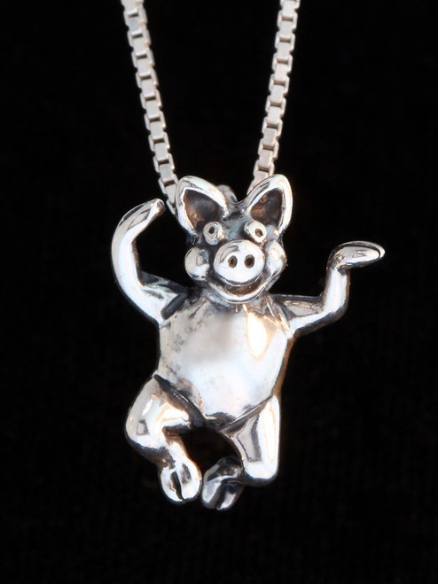 Three Little Pigs - Hands Up Pig Charm - Silver Three Little Pigs - Hands Up Pig Charm - Silver