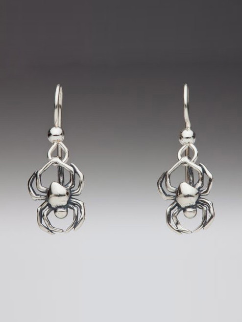 Small Spider Earrings - Silver Small Spider Earrings - Silver