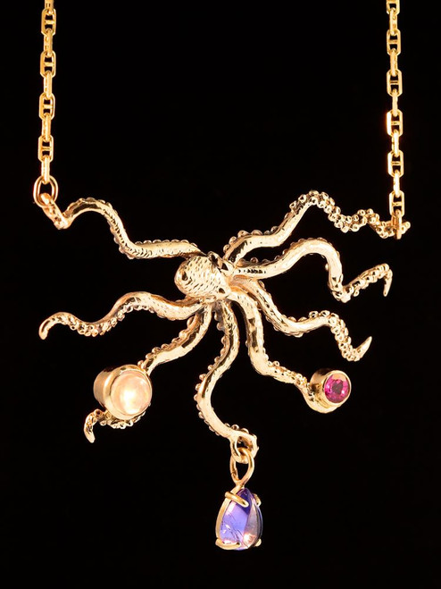 Octopus with Jeweled Treasure in 14k Gold Octopus with Jeweled Treasure in 14k Gold