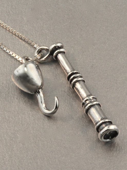 Spyglass and Hook Charms - Silver