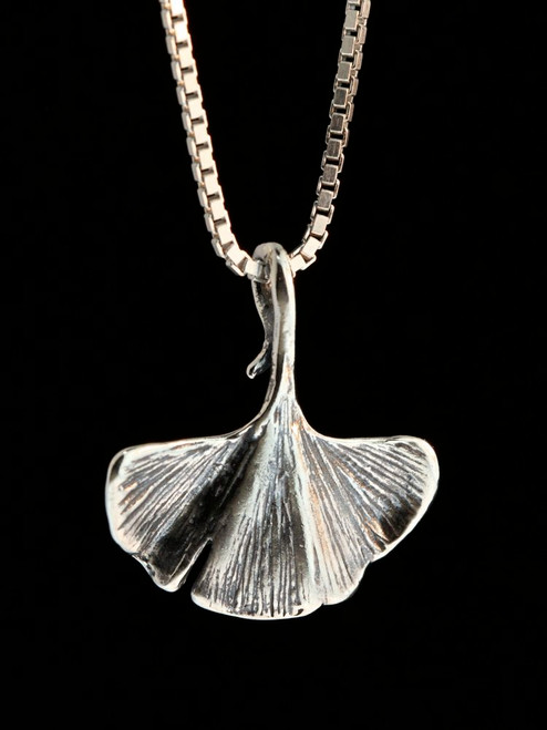 Sterling Silver Ginko Leaf Charm Necklace