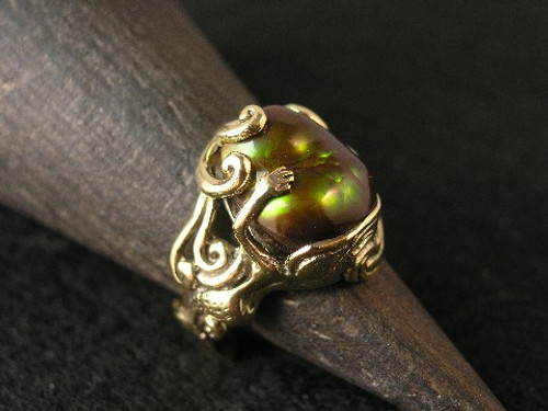 Wave Rider Mermaid Ring with Fire Agate - SOLD