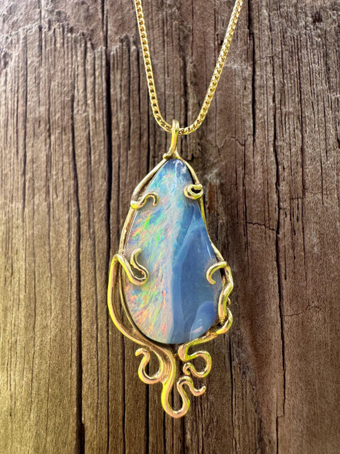 Wave Drop Australian Boulder Opal Pendant - 18K gold Wave Drop Australian Boulder Opal Pendant - 18K gold