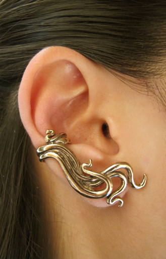 Wave Ear Cuff - Bronze