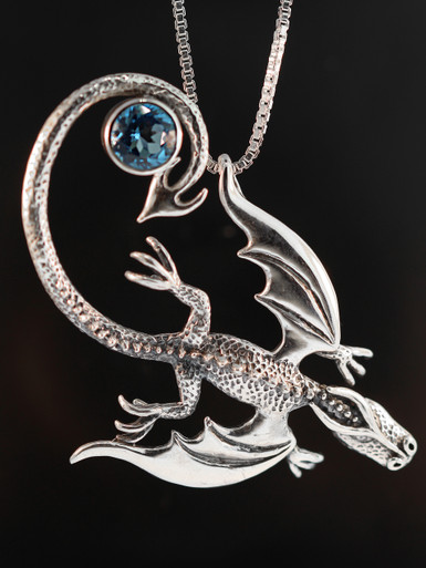 Gemstone Pendant, Fairy on Gemstone ball – Moon Dragon