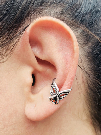 Fuchsia Flower Ear Cuff - Silver