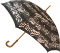 Soake Musical Notes Walking Length Umbrella Black/White
