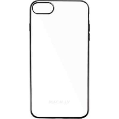 Macally LUXRP7MB - Clear Black Trim Flexible Soft Case for iPhone 7
