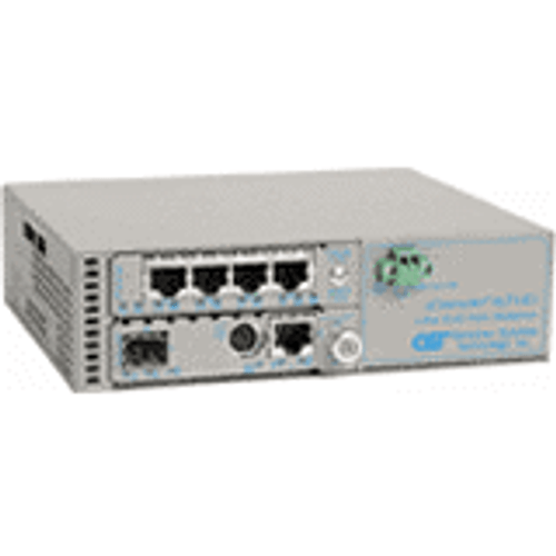 Omnitron Systems Technology8839N-0-C - iConverter 4xT1 MUX/M + 10/100/1000 RJ-45 to 1000 Fiber SFP DC Power Supply Management