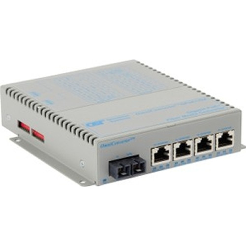 Omnitron Systems Technology9443-1-141 - Omniconverter 4x 10/100/1000T PoE+ to 1000X SC SMF Gpoe+/SX Us AC