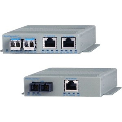 Omnitron Systems Technology9519-1-21Z - 2x 60W Hi PoE 10/100/1000 RJ45 to 2x 100/1000 SFP F/O Us AC W-Temperature