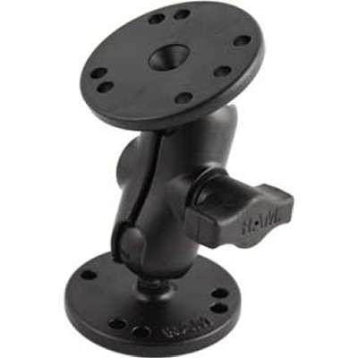 Ram MountsRAM-B-101U-A - RAM 1" Ball Mount with Short Double Socket Arm & two 2.5" Round Bases