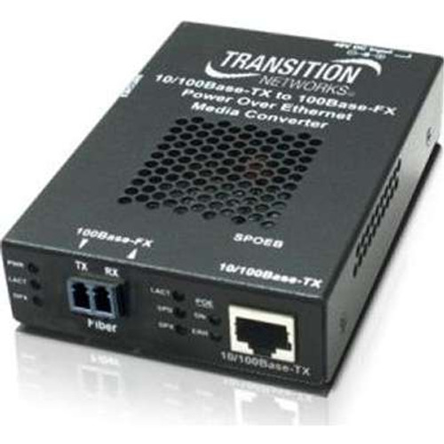 Transition Networks SPOEB1011-105-NA -  10/100/1000BTX RJ45 PoE to 100Base-FX MM St 2KM