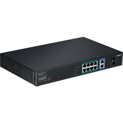TRENDNET TPE-3012L - TRENDnet 12 Port Gigabit NVR PoE+ Switch with LED Display