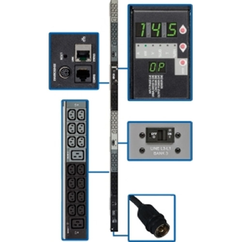 TRIPP LITE PDU3VN6H50B - Tripp Lite PDU 3-Phase Monitored 200V-240V 12.1-14.5kW 42 C13 6 C19 0U TAA