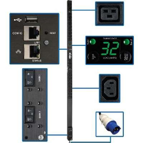 TRIPP LITE PDUMNV32HV2LX - Tripp Lite PDU Monitored 36 C13 6 C19 LX Interface