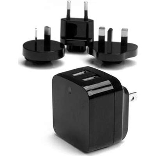 StarTech.com USB2PACBK -  Dual-Port USB Wall Charger - International Travel - 17W/3.4A - Black