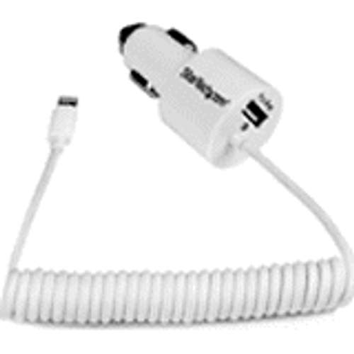 StarTech.com USBLT2PCARW -  Dual-Port Car Charger - USB with Built-in Lightning Cable - White