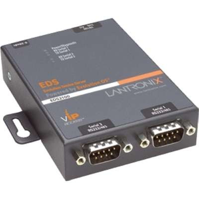 Lantronix ED2100002-01 -  2 Port Secure RS232/422/485 Serial to IP Ethernet Device Server; 256-bit AES enc
