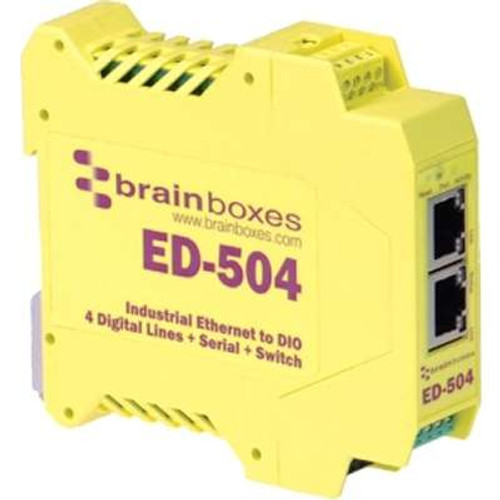 Brainboxes ED-504 - Ethernet 4 Digital In or Out RS232/422/485PORT +Ethernet Switch